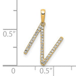 Carica l&#39;immagine nel visualizzatore di Gallery, 14K Yellow White Gold Diamond Initial Letter N Uppercase Block Alphabet Pendant Charm
