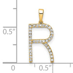 Carregar imagem no visualizador da galeria, 14K Yellow White Gold Diamond Initial Letter R Uppercase Block Alphabet Pendant Charm
