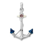 Indlæs billede til gallerivisning Sterling Silver Enamel Anchor 3D Pendant Charm
