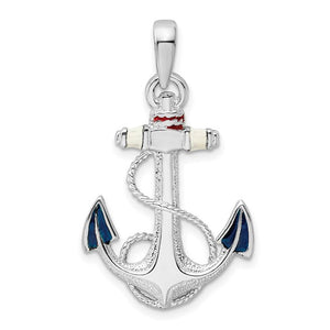 Sterling Silver Enamel Anchor Pendant Charm