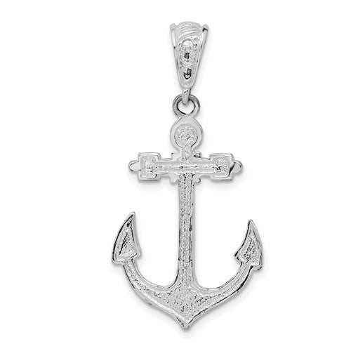 Sterling Silver Enamel Anchor Large Pendant Charm