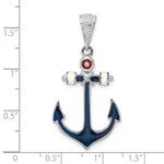 Kép betöltése a galériamegjelenítőbe: Sterling Silver Enamel Anchor Large Pendant Charm
