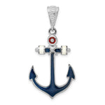 Load image into Gallery viewer, Sterling Silver Enamel Anchor Large Pendant Charm
