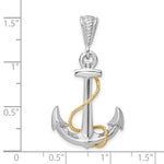 Charger l&#39;image dans la galerie, Sterling Silver and 14k Yellow Gold Anchor Large 3D Pendant Charm

