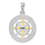 將圖片載入圖庫檢視器 Sterling Silver and 14k Yellow Gold Nautical Compass Medallion Pendant Charm
