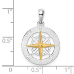 將圖片載入圖庫檢視器 Sterling Silver and 14k Yellow Gold Nautical Compass Medallion Pendant Charm

