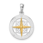 Cargar imagen en el visor de la galería, Sterling Silver and 14k Yellow Gold Nautical Compass Medallion Pendant Charm
