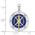 Lataa kuva Galleria-katseluun, Sterling Silver and 14k Yellow Gold with Enamel Nautical Compass Medallion Pendant Charm
