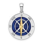 Lataa kuva Galleria-katseluun, Sterling Silver and 14k Yellow Gold with Enamel Nautical Compass Medallion Pendant Charm
