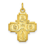 Carica l&#39;immagine nel visualizzatore di Gallery, Sterling Silver Yellow Gold Plated Cruciform Cross Four Way Miraculous Medal Pendant Charm

