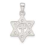 Cargar imagen en el visor de la galería, Sterling Silver Diamond Cut Star of David with Cross Pendant Charm
