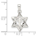 Cargar imagen en el visor de la galería, Sterling Silver Diamond Cut Star of David with Cross Pendant Charm
