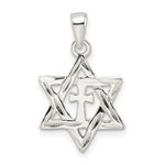 Ladda upp bild till gallerivisning, Sterling Silver Diamond Cut Star of David with Cross Pendant Charm

