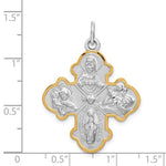 Lataa kuva Galleria-katseluun, Sterling Silver Rhodium Plated Vermeil Cruciform Cross Four Way Medal Pendant Charm
