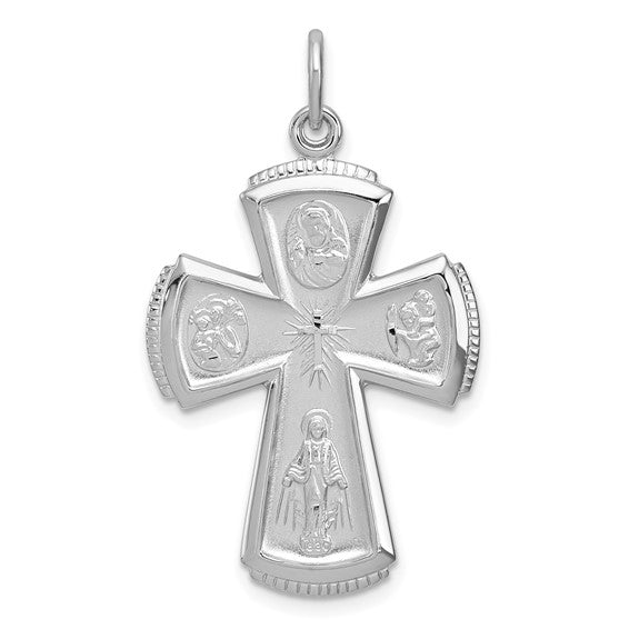 Quality Gold Sterling Silver Rhodium-plated Cross Charm QC4310 - Walsh  Jewelers