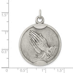 Cargar imagen en el visor de la galería, Sterling Silver Praying Hands Serenity Prayer Round Medallion Pendant Charm
