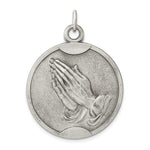 Cargar imagen en el visor de la galería, Sterling Silver Praying Hands Serenity Prayer Round Medallion Pendant Charm
