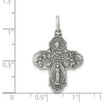 Kép betöltése a galériamegjelenítőbe: Sterling Silver Cruciform Cross Four Way Miraculous Medal Antique Style Pendant Charm

