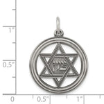 Charger l&#39;image dans la galerie, Sterling Silver Star of David Antique Finish Round Pendant Charm
