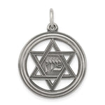 Charger l&#39;image dans la galerie, Sterling Silver Star of David Antique Finish Round Pendant Charm
