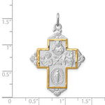 이미지를 갤러리 뷰어에 로드 , Sterling Silver Rhodium Gold Plated Cruciform Cross Four Way Medal Pendant Charm
