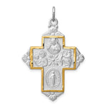 Lade das Bild in den Galerie-Viewer, Sterling Silver Rhodium Gold Plated Cruciform Cross Four Way Medal Pendant Charm
