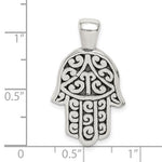 Afbeelding in Gallery-weergave laden, Sterling Silver Hamsa Hand of God Antique Finish Pendant Charm
