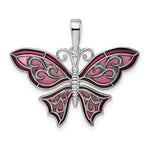 Cargar imagen en el visor de la galería, Sterling Silver Enamel Purple Pink Butterfly Pendant Charm
