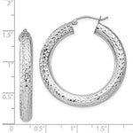 Lade das Bild in den Galerie-Viewer, Sterling Silver Diamond Cut Classic Round Hoop Earrings 35mm x 4.75mm
