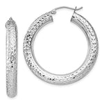 Lataa kuva Galleria-katseluun, Sterling Silver Diamond Cut Classic Round Hoop Earrings 35mm x 4.75mm
