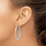 Φόρτωση εικόνας στο εργαλείο προβολής Συλλογής, Sterling Silver Textured Round Hoop Earrings 35mm x 3mm
