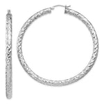 Charger l&#39;image dans la galerie, Sterling Silver Textured Round Hoop Earrings 60mm x 4mm

