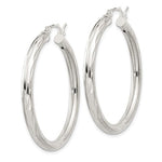 Cargar imagen en el visor de la galería, Sterling Silver Diamond Cut Classic Round Hoop Earrings 35mm x 3mm
