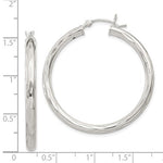 Załaduj obraz do przeglądarki galerii, Sterling Silver Diamond Cut Classic Round Hoop Earrings 35mm x 3mm

