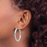 Afbeelding in Gallery-weergave laden, Sterling Silver Diamond Cut Classic Round Hoop Earrings 35mm x 4mm
