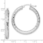 Indlæs billede til gallerivisning Sterling Silver Diamond Cut Classic Round Hoop Earrings 35mm x 4mm
