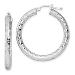 Indlæs billede til gallerivisning Sterling Silver Diamond Cut Classic Round Hoop Earrings 35mm x 4mm

