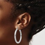 Lataa kuva Galleria-katseluun, Sterling Silver Diamond Cut Classic Round Hoop Earrings 39mm x 4mm
