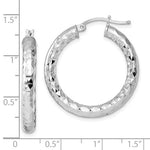 Lataa kuva Galleria-katseluun, Sterling Silver Diamond Cut Classic Round Hoop Earrings 30mm x 4mm
