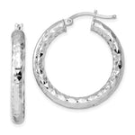 Lataa kuva Galleria-katseluun, Sterling Silver Diamond Cut Classic Round Hoop Earrings 30mm x 4mm
