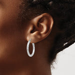 Загрузить изображение в средство просмотра галереи, Sterling Silver Diamond Cut Classic Round Hoop Earrings 25mm x 3mm
