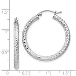 Indlæs billede til gallerivisning Sterling Silver Diamond Cut Classic Round Hoop Earrings 30mm x 3mm
