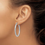 Ladda upp bild till gallerivisning, Sterling Silver Diamond Cut Classic Round Hoop Earrings 35mm x 3mm
