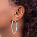 Ladda upp bild till gallerivisning, Sterling Silver Diamond Cut Classic Round Hoop Earrings 45mm x 3mm
