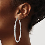 Indlæs billede til gallerivisning Sterling Silver Diamond Cut Classic Round Hoop Earrings 60mm x 3mm
