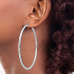 Φόρτωση εικόνας στο εργαλείο προβολής Συλλογής, Sterling Silver Diamond Cut Classic Round Hoop Earrings 70mm x 3mm
