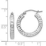 Lade das Bild in den Galerie-Viewer, Sterling Silver Diamond Cut Square Tube Round Hoop Earrings 20mm x 3mm
