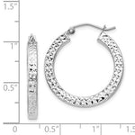 Carica l&#39;immagine nel visualizzatore di Gallery, Sterling Silver Diamond Cut Square Tube Round Hoop Earrings 25mm x 3mm
