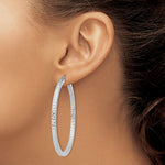 Carica l&#39;immagine nel visualizzatore di Gallery, Sterling Silver Diamond Cut Square Tube Round Hoop Earrings 56mm x 3mm
