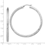 이미지를 갤러리 뷰어에 로드 , Sterling Silver Diamond Cut Square Tube Round Hoop Earrings 56mm x 3mm
